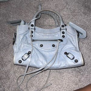 Baby blue balenciaga mini city bag